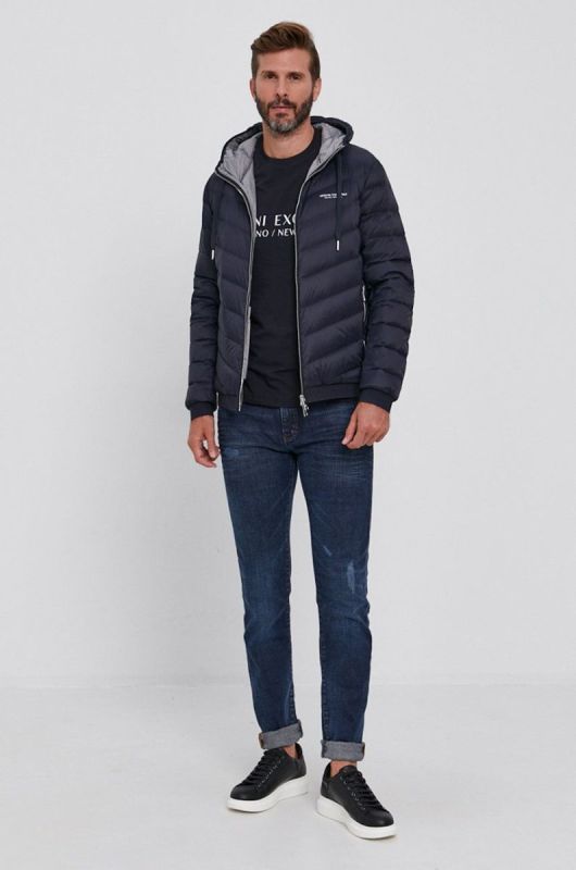 Футболка Armani Exchange чоловіча колір синій з принтом фото 2