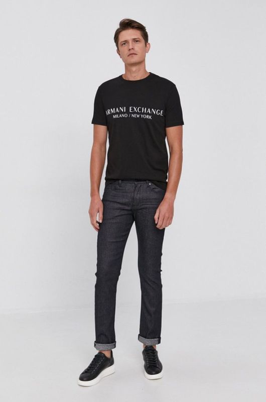 Футболка Armani Exchange чоловіча колір чорний з принтом фото 2