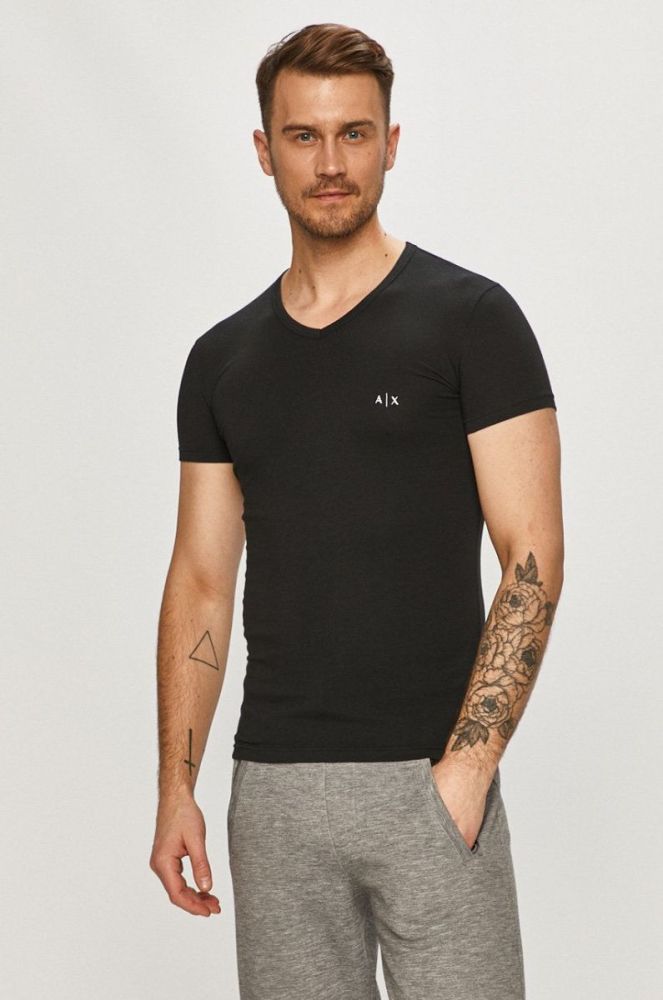 Armani Exchange - Футболки (2-pack) колір чорний (1328484) фото 6