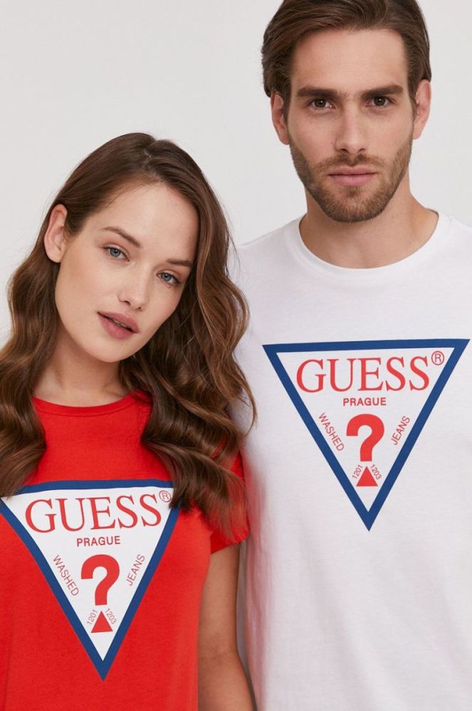 Футболка Guess чоловіча колір білий з принтом (1394541) фото 4