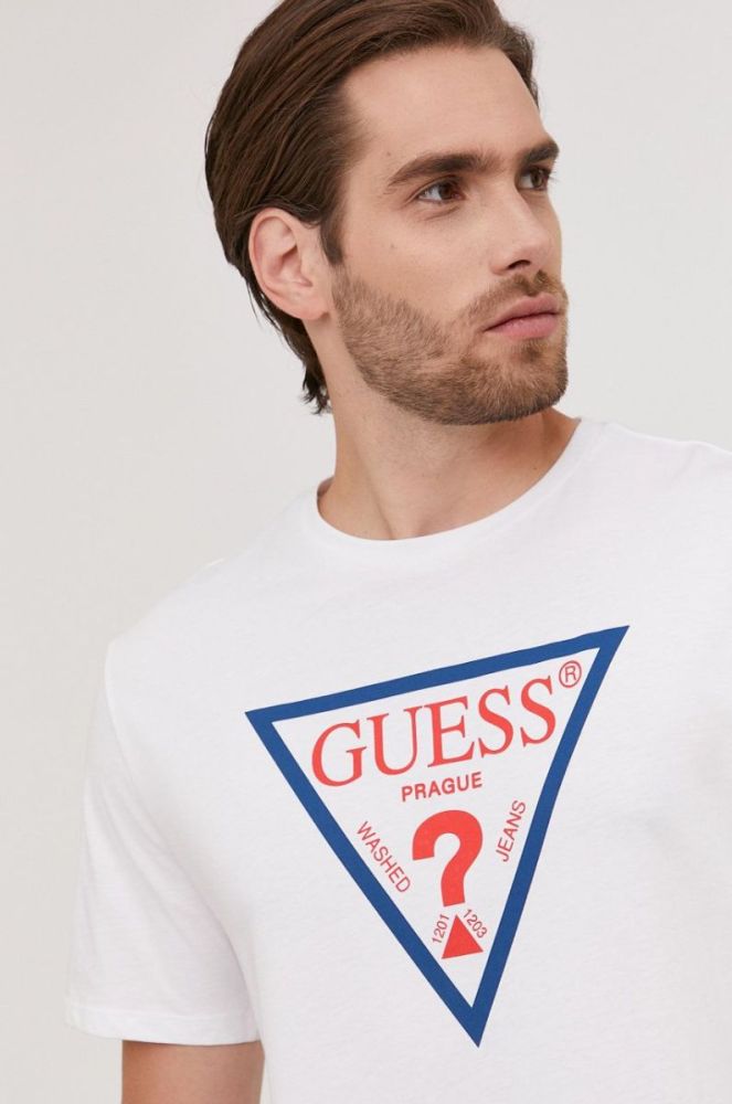 Футболка Guess чоловіча колір білий з принтом (1394541) фото 5