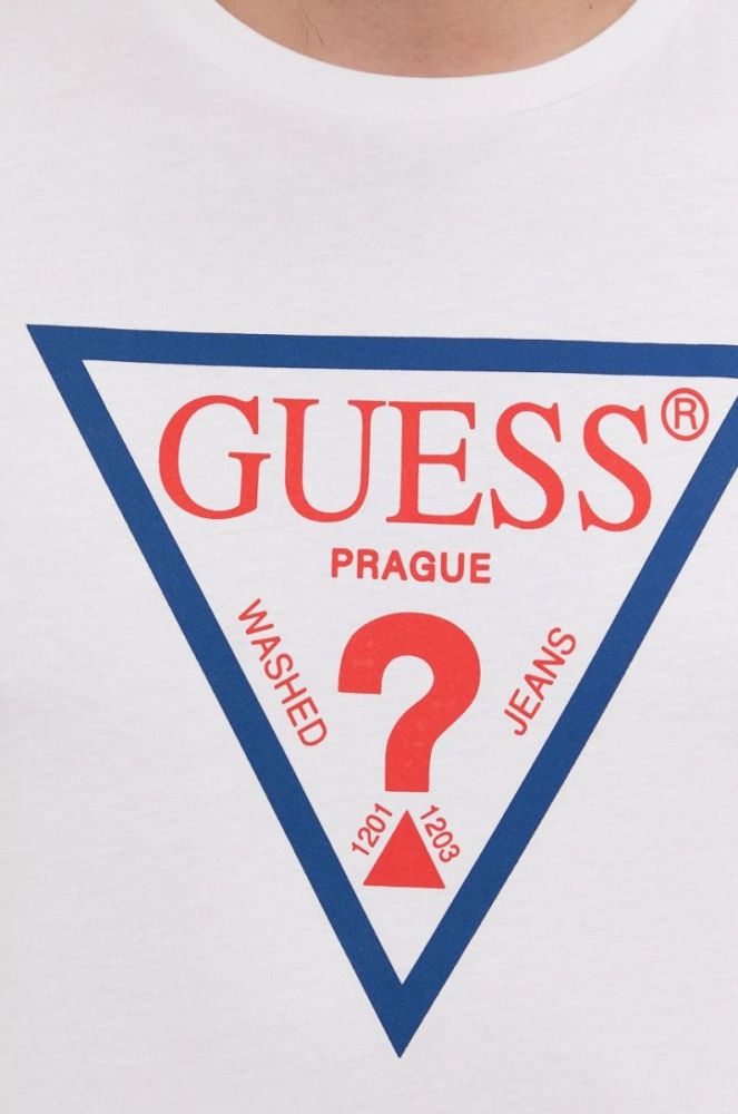 Футболка Guess чоловіча колір білий з принтом (1394541) фото 6