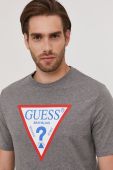 Футболка Guess чоловіча колір сірий з принтом