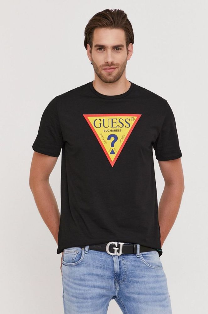 Футболка Guess чоловіча колір чорний з принтом (1426939) фото 4