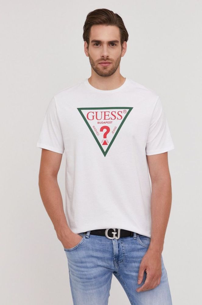Футболка Guess чоловіча колір білий з принтом (1426945) фото 4