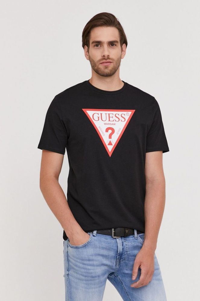 Футболка Guess чоловіча колір чорний з принтом (1426948) фото 4