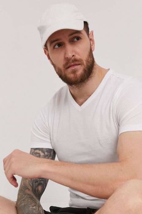 Футболка Boss чоловіча колір білий гладкий (1453076)