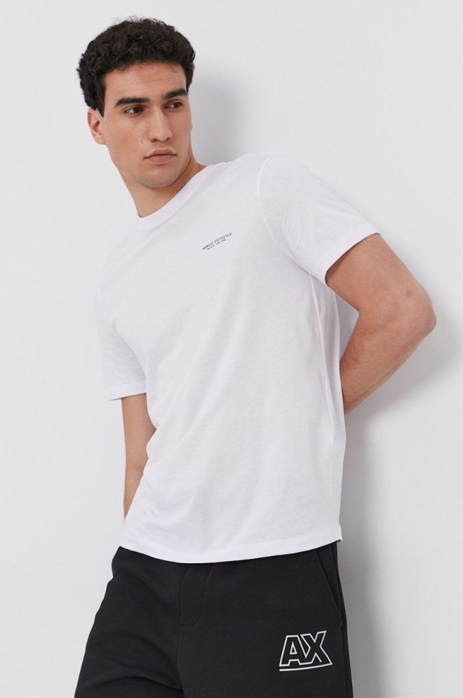 Бавовняна футболка Armani Exchange колір білий з принтом (1540949)