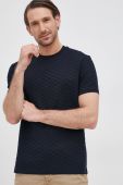 Бавовняна футболка Emporio Armani колір синій візерунок