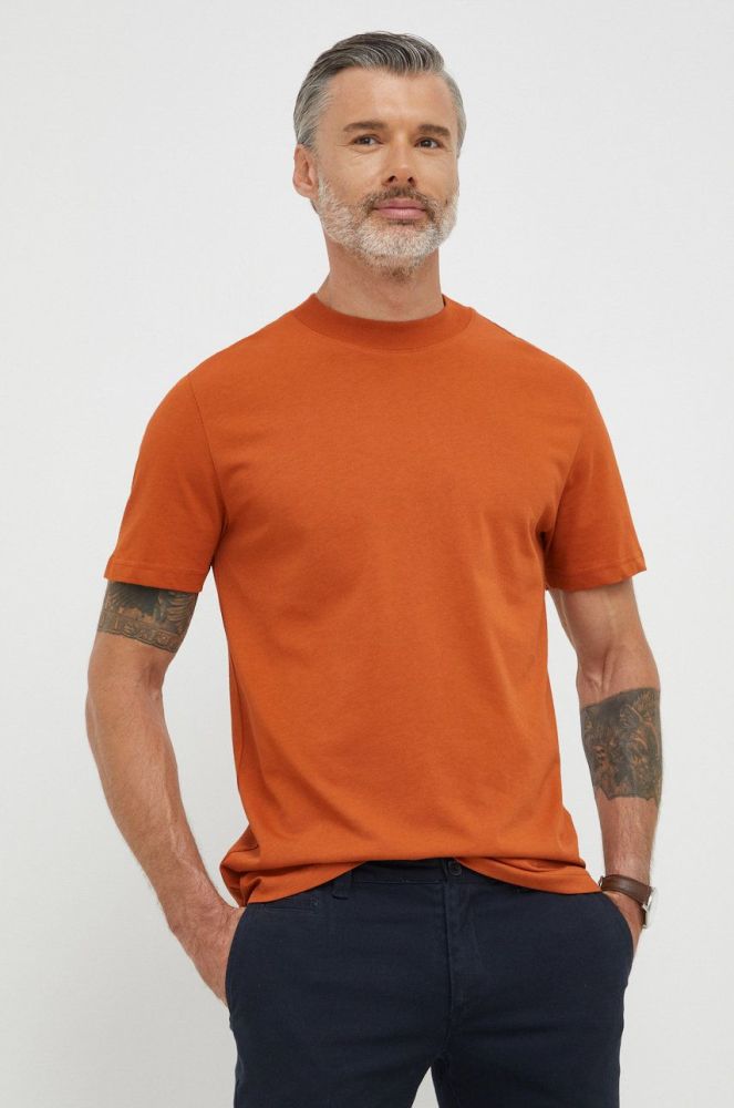 Бавовняна футболка Selected Homme колір помаранчевий однотонний