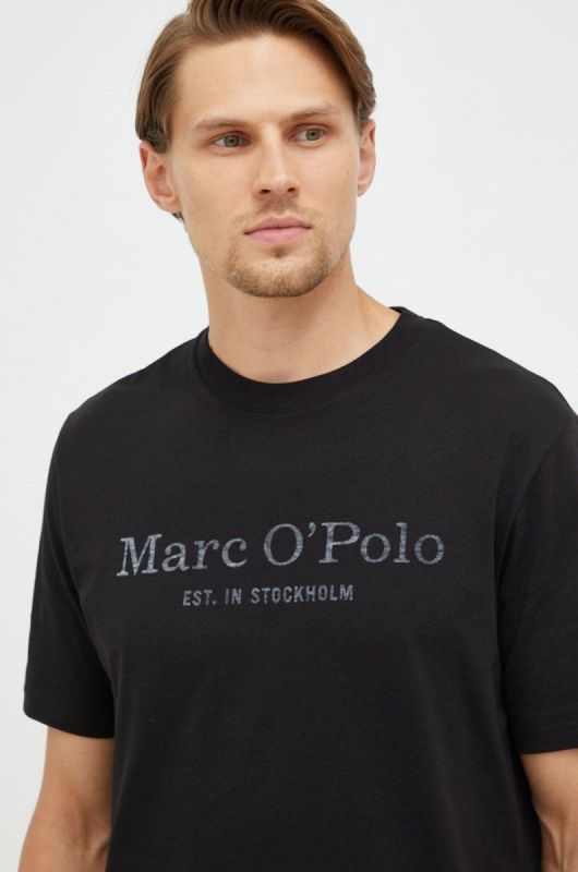 Бавовняна футболка Marc O'Polo колір чорний фото 4