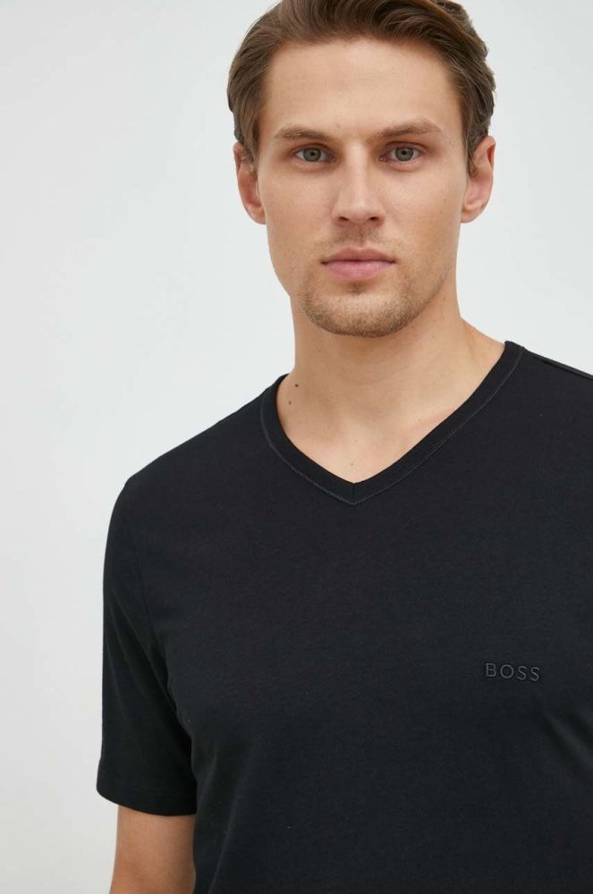Бавовняна футболка BOSS 3-pack колір чорний меланж