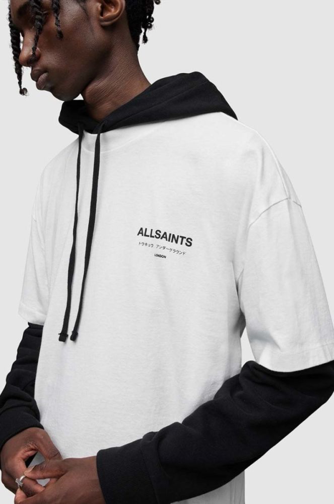 Бавовняна футболка AllSaints колір білий з принтом (2833104) фото 2