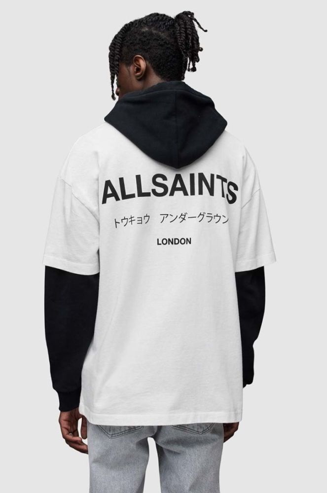 Бавовняна футболка AllSaints колір білий з принтом (2833104) фото 4