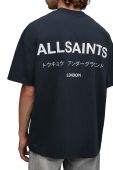 Бавовняна футболка AllSaints з принтом колір блакитний