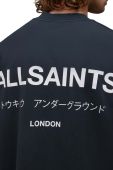 Бавовняна футболка AllSaints з принтом колір блакитний
