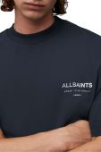 Бавовняна футболка AllSaints з принтом колір блакитний
