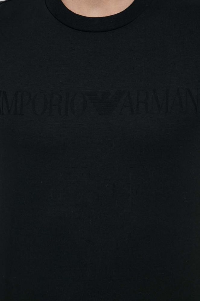 Бавовняна футболка Emporio Armani колір чорний з аплікацією (2953524) фото 5