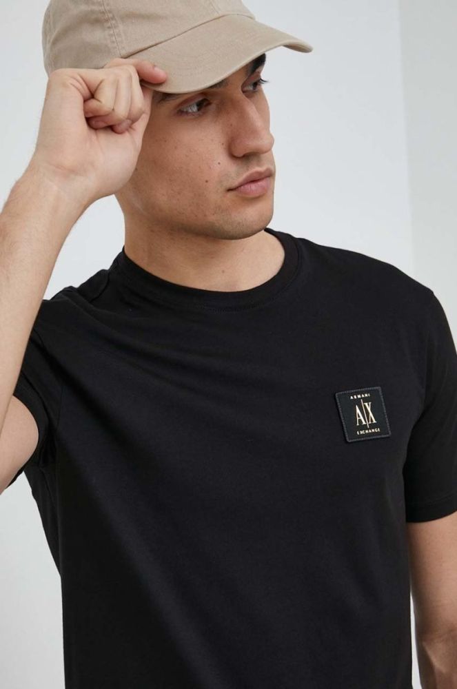 Бавовняна футболка Armani Exchange колір чорний з аплікацією (2956995) фото 4