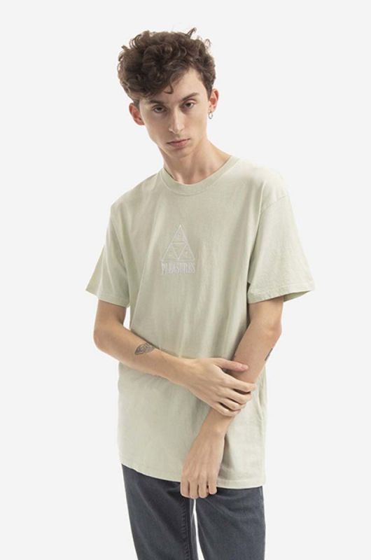 Бавовняна футболка HUF Dyed T-Shirt колір зелений з принтом TS01807-GREEN