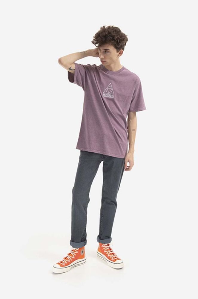 Бавовняна футболка HUF Dyed T-Shirt колір фіолетовий з принтом TS01807-GREEN фото 2