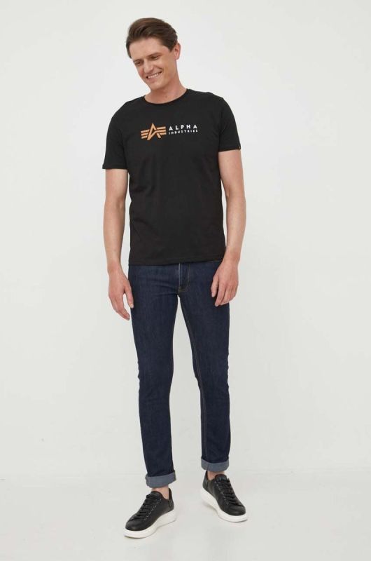 Бавовняна футболка Alpha Industries колір чорний з принтом 118502.03-black фото 2
