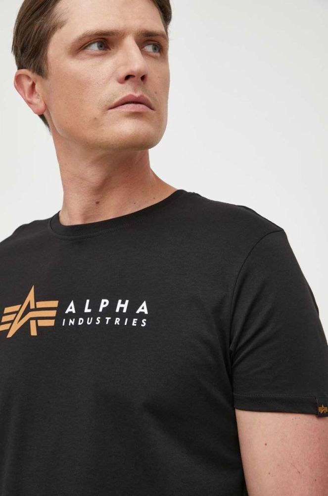 Бавовняна футболка Alpha Industries колір чорний з принтом 118502.03-black фото 4