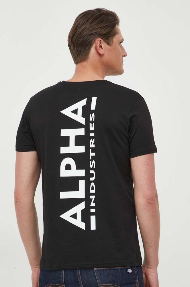 Бавовняна футболка Alpha Industries колір чорний з принтом 128507.03-black фото 4