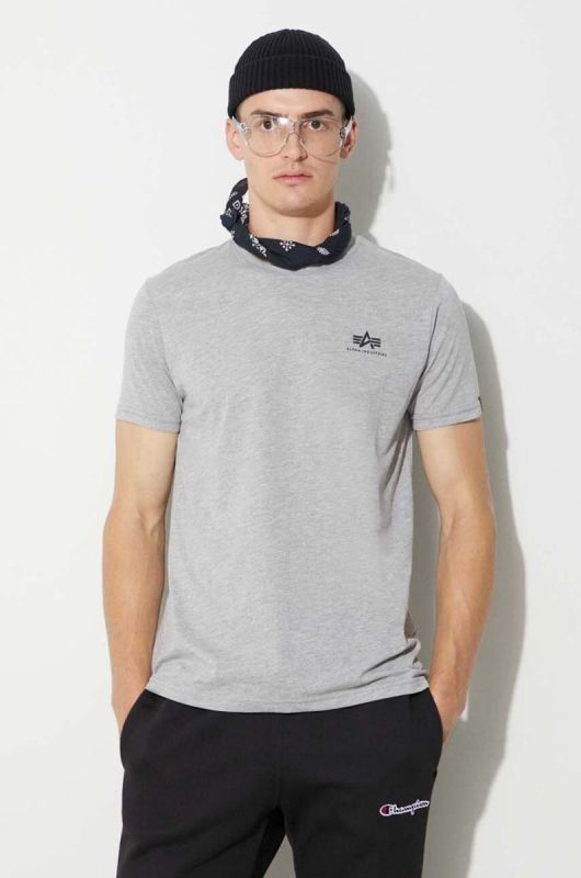 Футболка Alpha Industries чоловічий колір сірий з принтом 188505.17-grey