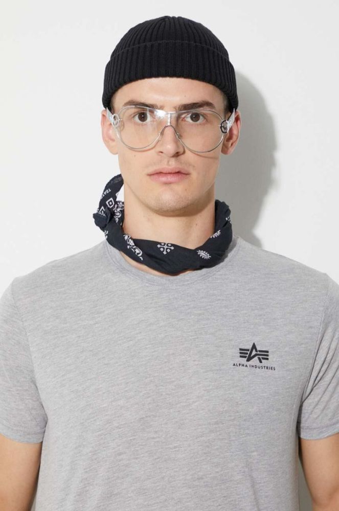 Футболка Alpha Industries чоловічий колір сірий з принтом 188505.17-grey фото 5