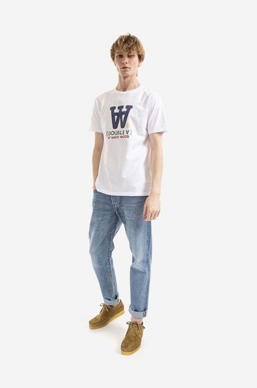 Бавовняна футболка Wood Wood Ace Typo T-shirt колір білий з принтом 10285700.2222-WHITE фото 2