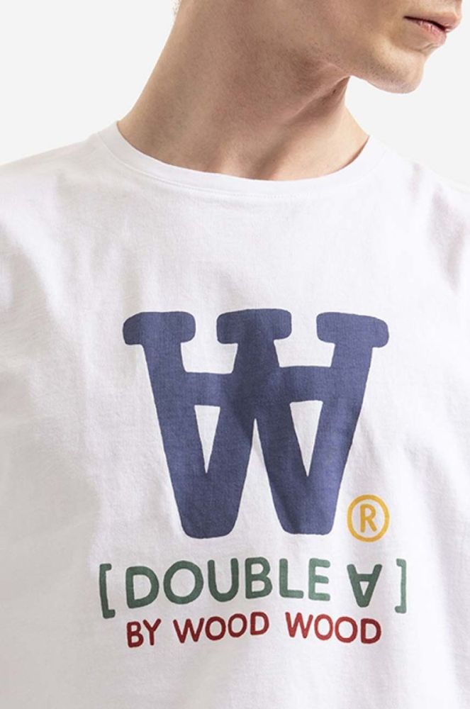 Бавовняна футболка Wood Wood Ace Typo T-shirt колір білий з принтом 10285700.2222-WHITE фото 4