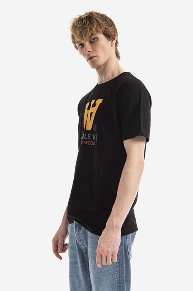 Бавовняна футболка Wood Wood Ace Typo T-shirt колір чорний з принтом 10285700.2222-WHITE