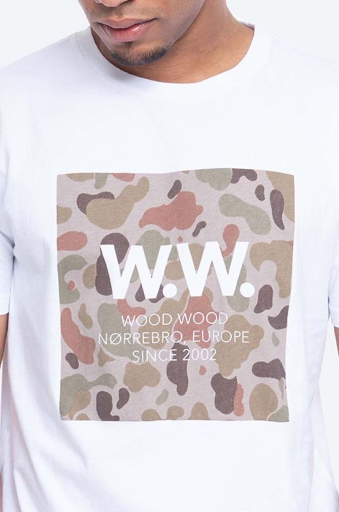 Бавовняна футболка Wood Wood WW Square колір білий з принтом 11935720.2334-BRIGHTW фото 4