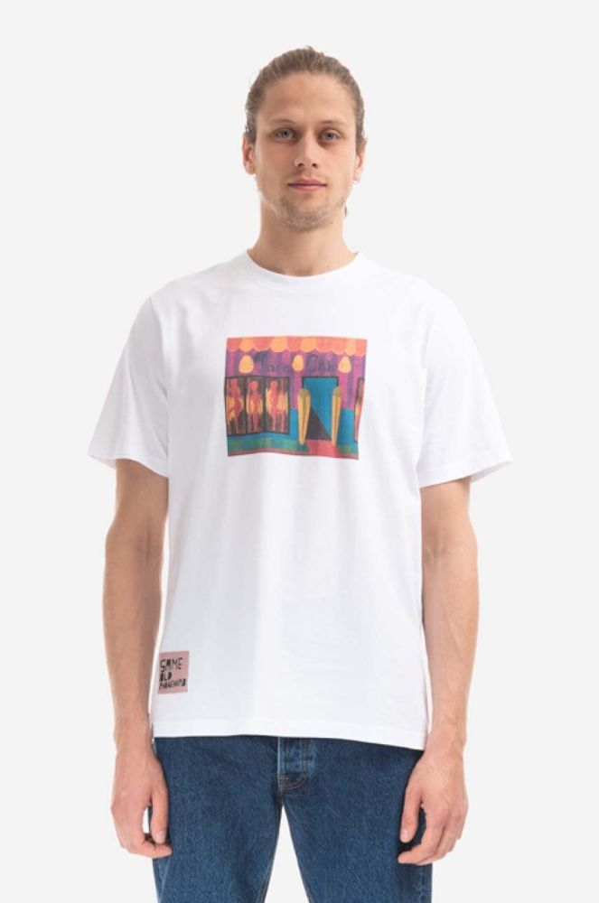 Бавовняна футболка Wood Wood Bobby Paris Chic Painting T-shirt колір білий з принтом 12235709.2491-WHITE