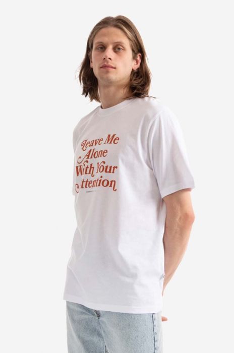 Бавовняна футболка Wood Wood Bobby Leave Me Alone колір білий з принтом 50025702.2489-WHITE
