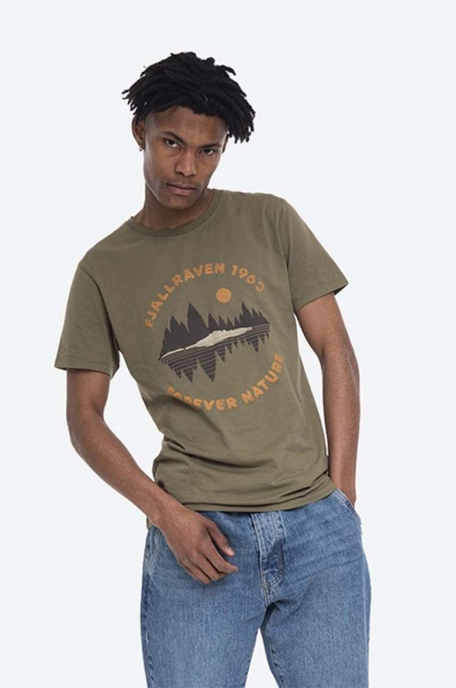 Бавовняна футболка Fjallraven Forest Mirror колір зелений з принтом F87045-560 фото 6