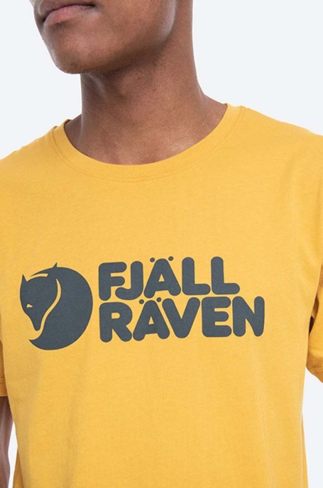 Бавовняна футболка Fjallraven Logo колір жовтий з принтом F87310-160 фото 4