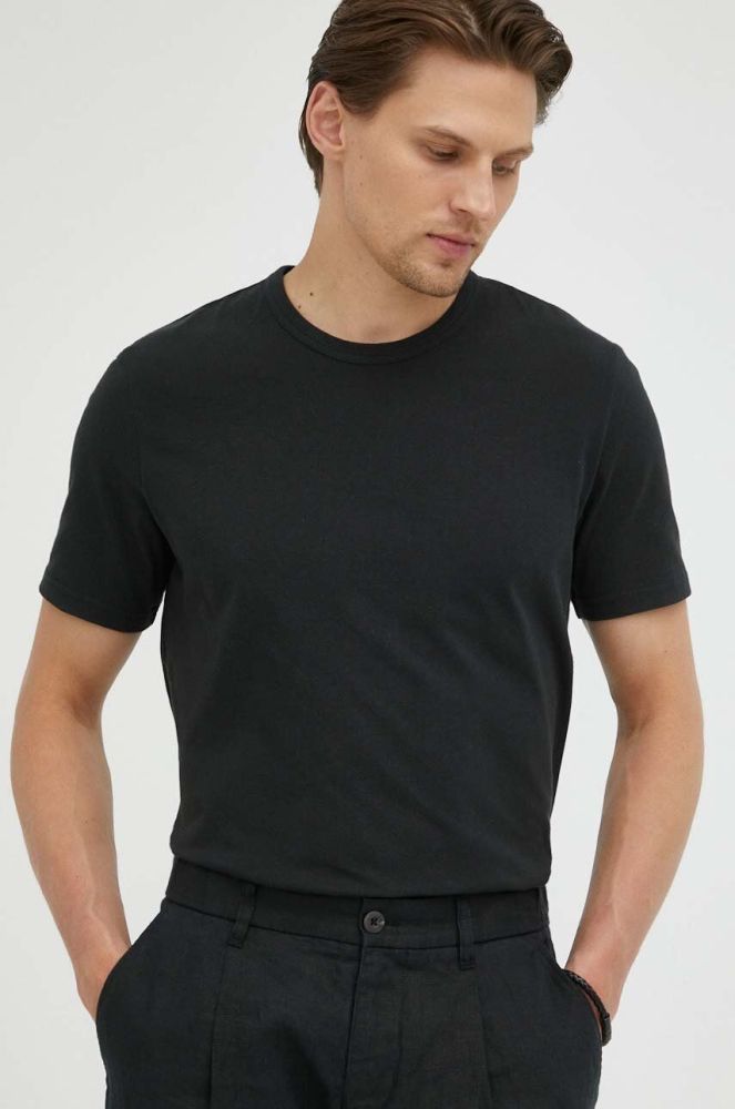 Бавовняна футболка Marc O'Polo колір чорний однотонний (3262648)