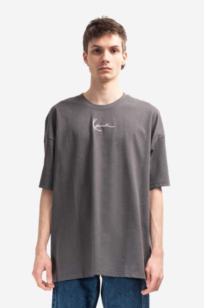 Бавовняна футболка Karl Kani Small Signature Heavy Jersey колір сірий з аплікацією 6037281-GREY