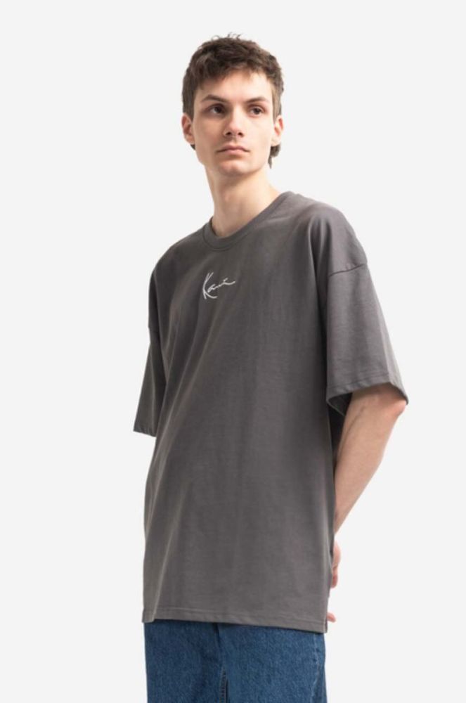 Бавовняна футболка Karl Kani Small Signature Heavy Jersey колір сірий з аплікацією 6037281-GREY фото 5