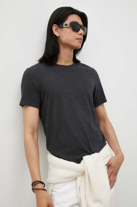 Бавовняна футболка American Vintage колір чорний меланж (3321522)