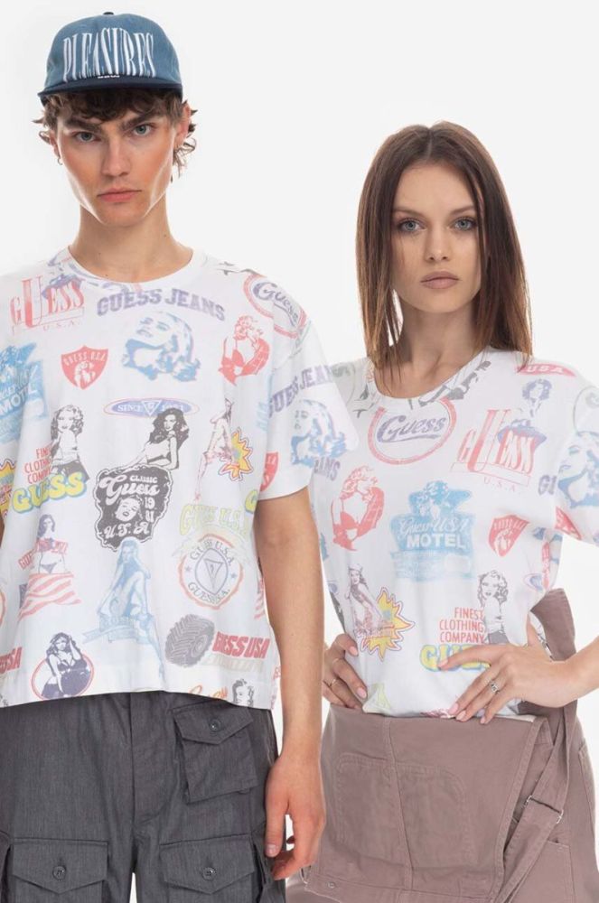 Бавовняна футболка Guess Aop Tee колір білий візерунок M3GI06.KBB50-F0C9 фото 7