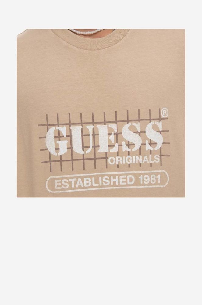 Футболка Guess Washed Grid Logo Tee чоловіча колір бежевий з принтом M3GI31.K9XF3-F13Q фото 2