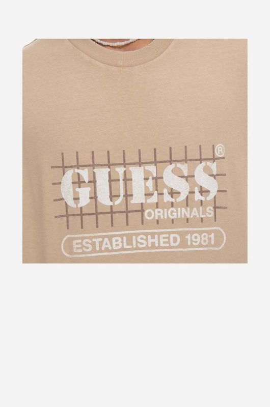 Футболка Guess Washed Grid Logo Tee чоловіча колір бежевий з принтом M3GI31.K9XF3-F13Q фото 2