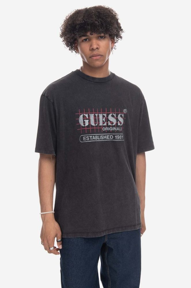 Футболка Guess Washed Grid Logo Tee чоловіча колір чорний з принтом M3GI31.K9XF3-F13Q