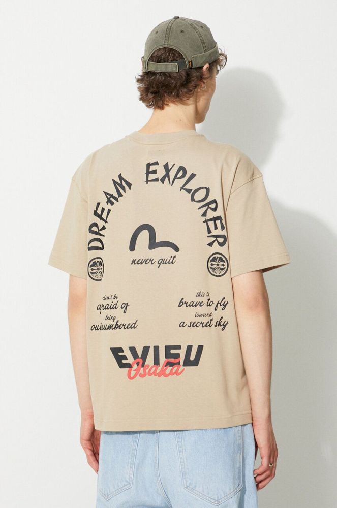 Футболка Evisu 2ESHTM3TS578LFCT чоловіча колір бежевий з принтом 2ESHTM3TS578LFCT-DUST