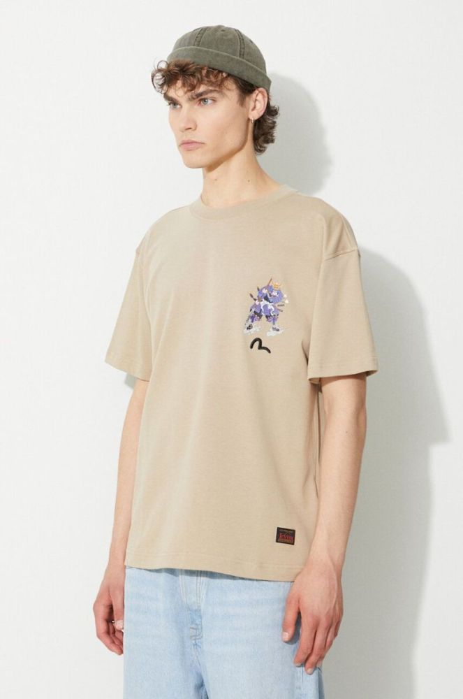 Футболка Evisu 2ESHTM3TS578LFCT чоловіча колір бежевий з принтом 2ESHTM3TS578LFCT-DUST фото 3