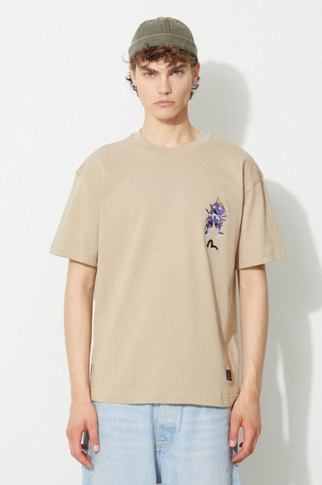 Футболка Evisu 2ESHTM3TS578LFCT чоловіча колір бежевий з принтом 2ESHTM3TS578LFCT-DUST фото 4
