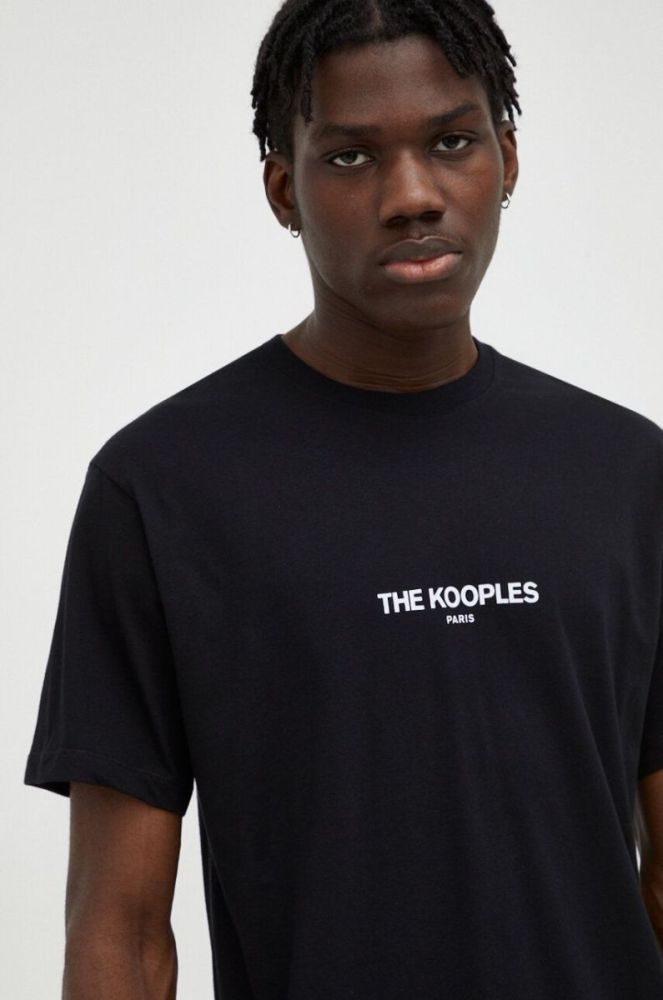 Футболка The Kooples чоловічий колір чорний з принтом фото 4